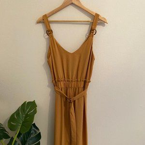 Petite Mustard / Yellow Midi Sundress with Belt